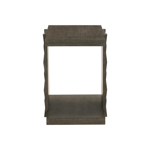 Nature-Driven Modernist Geometric End Table in Brown Wood