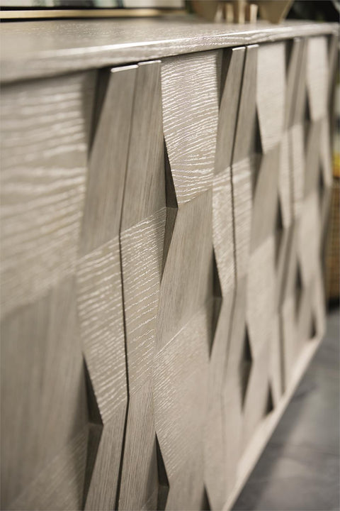 Linea Buffet Cabinet with Inset Handles in Cerused Finish