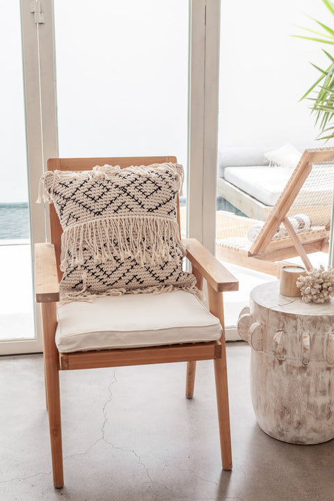 Artful Traditionalist Bohemian Handwoven Fringe Accent Pillow