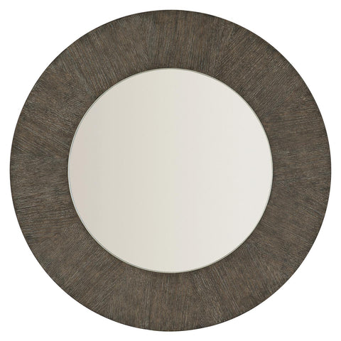 Rustic Contemporary Cerused Oak Round Accent Wall Mirror
