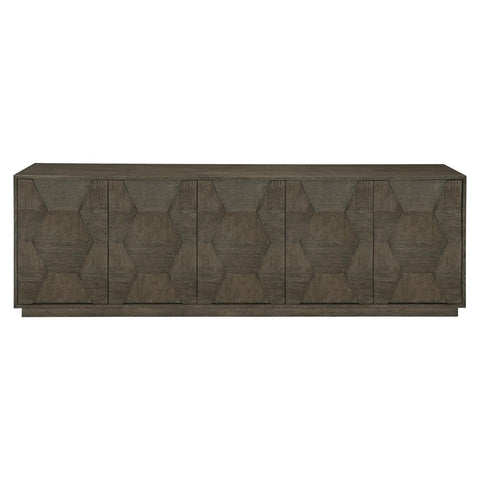 Linea Modern Cerused Wood Credenza Cabinet