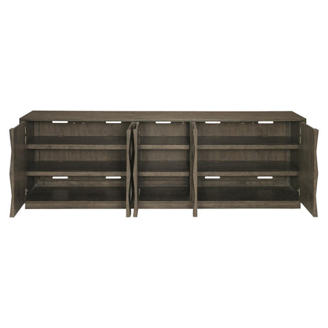 Linea Modern Cerused Wood Credenza Cabinet