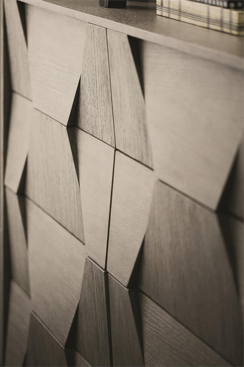 Linea Modern Cerused Wood Credenza Cabinet