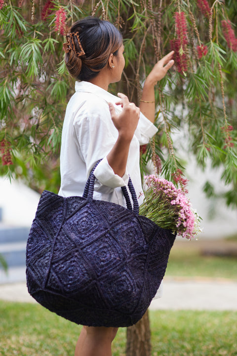 Beach Handmade Braided Geometric Tote