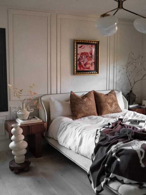 Artful Traditionalist Velvet Bolster with Double Sided Design