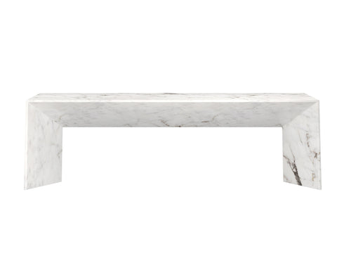 Outdoor Living & Garden Minimalist Marble Look Accent Bench