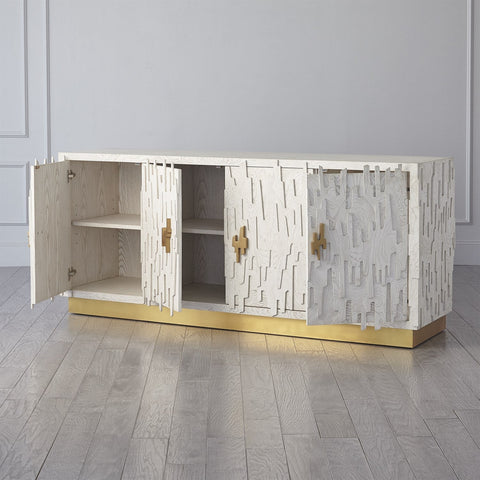 Brutalist Buffet Cabinet with Satin Finish and Pull Handles