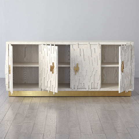 Brutalist Buffet Cabinet with Satin Finish and Pull Handles