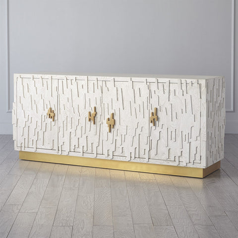 Brutalist Buffet Cabinet with Satin Finish and Pull Handles