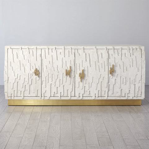 Brutalist Buffet Cabinet with Satin Finish and Pull Handles