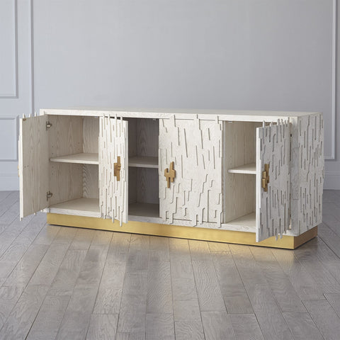 Brutalist Buffet Cabinet with Satin Finish and Pull Handles