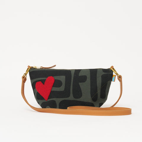 Abstract Beaded Heart Graphic Convertible Pouch