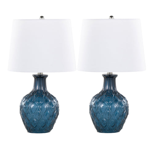 Gloria Textured Drum Accent Embossed Lamp Set