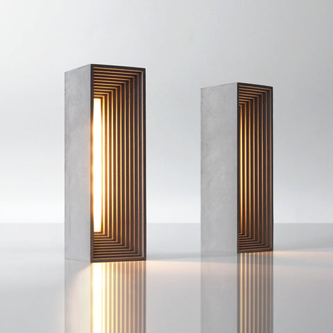 Accent Concrete Column Table Lamp with Cut-Out Design