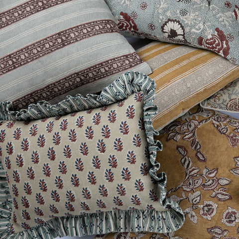 Filling Spaces Artful Traditionalist Bohemian Ruffles Boudoir Pillow - 18 x 18 - 20 x 20 - 22 x 22 - 24 x 24 - 26X 26 - 14 x 20 - 14 x 40 - 18 x 40 - 16 x 50