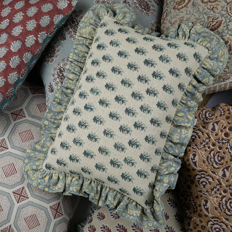 Filling Spaces Artful Traditionalist Bohemian Handcrafted Ruffles Boudoir Pillow - 18 x 18 - 20 x 20 - 22 x 22 - 24 x 24 - 26X 26 - 14 x 20 - 14 x 40 - 18 x 40 - 16 x 50