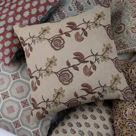 Filling Spaces Artful Traditionalist Bohemian Handcrafted Embroidery Accent Pillow - 18 x 18 - 20 x 20 - 22 x 22 - 24 x 24 - 26X 26 - 14 x 20 - 14 x 40 - 18 x 40 - 16 x 50