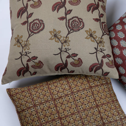 Filling Spaces Artful Traditionalist Bohemian Handcrafted Embroidery Accent Pillow - 18 x 18 - 20 x 20 - 22 x 22 - 24 x 24 - 26X 26 - 14 x 20 - 14 x 40 - 18 x 40 - 16 x 50