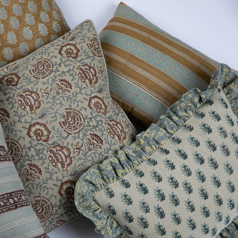 Filling Spaces Artful Traditionalist Bohemian Handcrafted Ruffles Boudoir Pillow - 18 x 18 - 20 x 20 - 22 x 22 - 24 x 24 - 26X 26 - 14 x 20 - 14 x 40 - 18 x 40 - 16 x 50