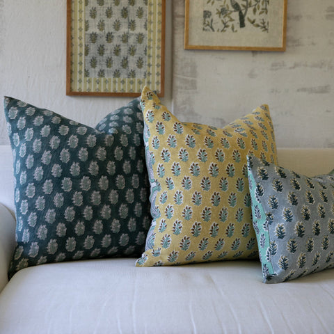 Filling Spaces Artful Traditionalist Handcrafted Organic Embroidery Accent Pillow - 18 x 18 - 20 x 20 - 22 x 22 - 24 x 24 - 26X 26 - 14 x 20 - 14 x 40 - 18 x 40 - 16 x 50