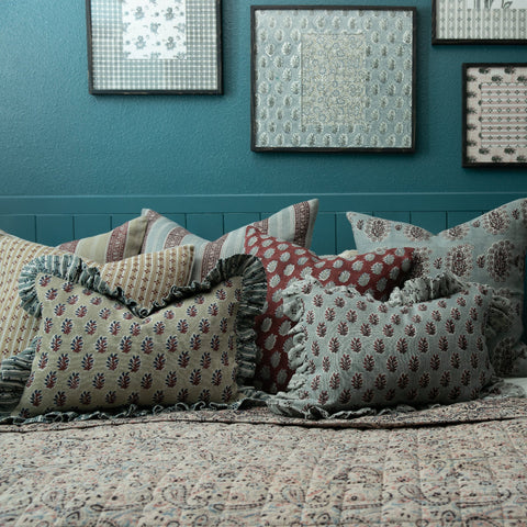 Filling Spaces Artful Traditionalist Bohemian Ruffles Boudoir Pillow - 18 x 18 - 20 x 20 - 22 x 22 - 24 x 24 - 26X 26 - 14 x 20 - 14 x 40 - 18 x 40 - 16 x 50