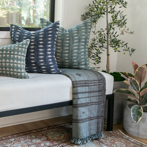 Filling Spaces Bohemian Hand Block Print Graphic Accent Throw Pillow - 18 x 18 - 20 x 20 - 22 x 22 - 24 x 24 - 26X 26 - 14 x 20 - 14 x 40 - 18 x 40 - 16 x 50