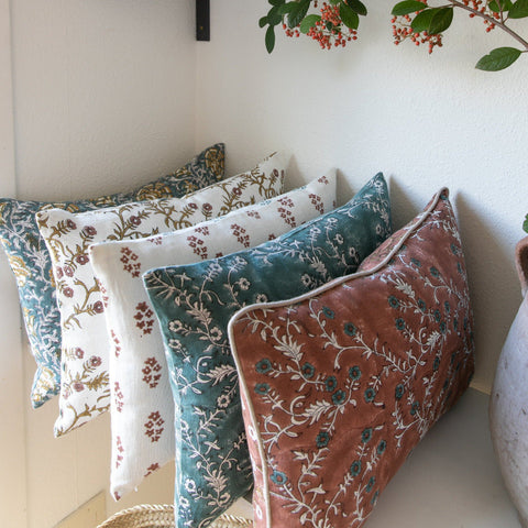 Filling Spaces Artful Traditionalist Handcrafted Bohemian Lumbar Pillow - 18 x 18 - 20 x 20 - 22 x 22 - 24 x 24 - 26X 26 - 14 x 20 - 14 x 40 - 18 x 40 - 16 x 50