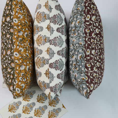 Filling Spaces Artful Traditionalist Bohemian Embroidery Lumbar Pillow - 22 x 22 - 14 x 20 - 14 x 40 - 18 x 18 - 20 x 20 - 24 x 24 - 26X 26 - 18 x 40 - 16 x 50