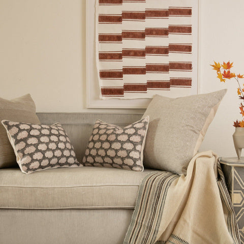 Filling Spaces Artful Traditionalist Bohemian Embroidery Accent Throw Pillow - 18 x 18 - 20 x 20 - 22 x 22 - 24 x 24 - 26X 26 - 14 x 20 - 14 x 40 - 18 x 40 - 16 x 50