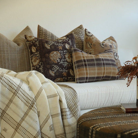 Filling Spaces Artful Traditionalist Handcrafted Bohemian Accent Throw Pillow - 18 x 18 - 20 x 20 - 22 x 22 - 24 x 24 - 26X 26 - 14 x 20 - 14 x 40 - 18 x 40 - 16 x 50