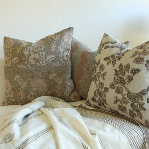 Filling Spaces Artful Traditionalist Organic Hand Block Print Accent Pillow - 18 x 18 - 20 x 20 - 22 x 22 - 24 x 24 - 26X 26 - 14 x 20 - 14 x 40 - 18 x 40 - 16 x 50