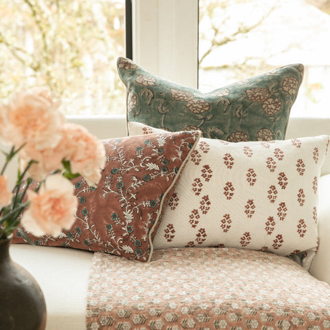 Filling Spaces Artful Traditionalist Handcrafted Embroidery Accent Throw Pillow - 18 x 18 - 20 x 20 - 22 x 22 - 24 x 24 - 26X 26 - 14 x 20 - 14 x 40 - 18 x 40 - 16 x 50