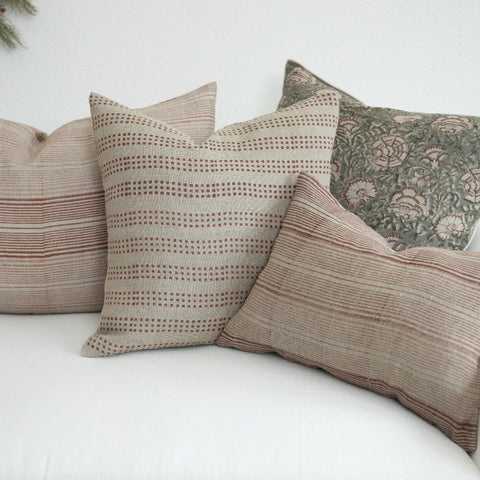 Filling Spaces Artful Traditionalist Hand Block Print Accent Throw Pillow - 18 x 18 - 20 x 20 - 22 x 22 - 24 x 24 - 26X 26 - 14 x 20 - 14 x 40 - 18 x 40 - 16 x 50