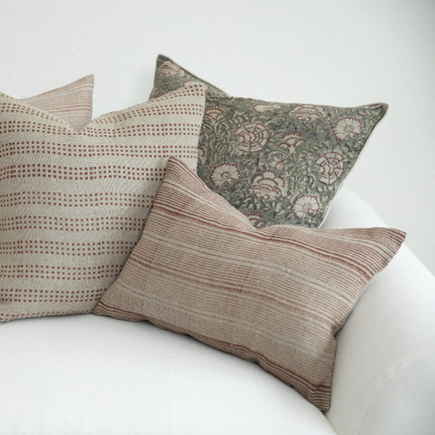 Filling Spaces Contemporary Hand Block Print Accent Square Throw Pillow - 18 x 18 - 20 x 20 - 22 x 22 - 24 x 24 - 26X 26 - 14 x 20 - 14 x 40 - 18 x 40 - 16 x 50