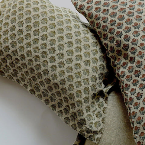 Filling Spaces Artful Traditionalist Bohemian Hand Block Print Accent Throw Pillow - 18 x 18 - 20 x 20 - 22 x 22 - 24 x 24 - 26X 26 - 14 x 20 - 14 x 40 - 18 x 40 - 16 x 50