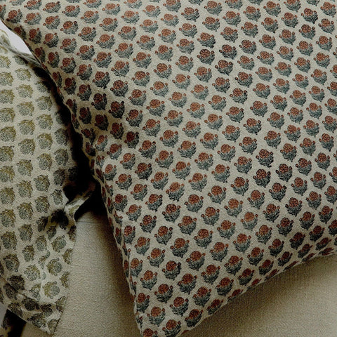 Filling Spaces Artful Traditionalist Bohemian Hand Block Print Accent Throw Pillow - 18 x 18 - 20 x 20 - 22 x 22 - 24 x 24 - 26X 26 - 14 x 20 - 14 x 40 - 18 x 40 - 16 x 50