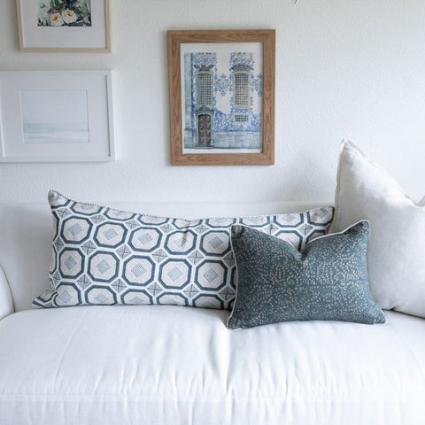 Filling Spaces Artful Traditionalist Hand Block Print Accent Throw Pillow - 18 x 18 - 20 x 20 - 22 x 22 - 24 x 24 - 26X 26 - 14 x 20 - 14 x 40 - 18 x 40 - 16 x 50