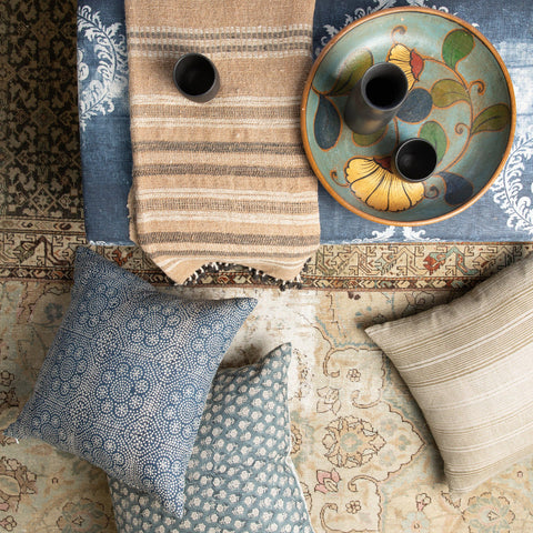 Filling Spaces Artful Traditionalist Handcrafted Bohemian Accent Throw Pillow - 18 x 18 - 20 x 20 - 22 x 22 - 24 x 24 - 26X 26 - 14 x 20 - 14 x 40 - 18 x 40 - 16 x 50