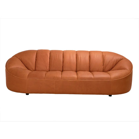 Amadeus Curved Leather Sofa with Horizontal Tufting