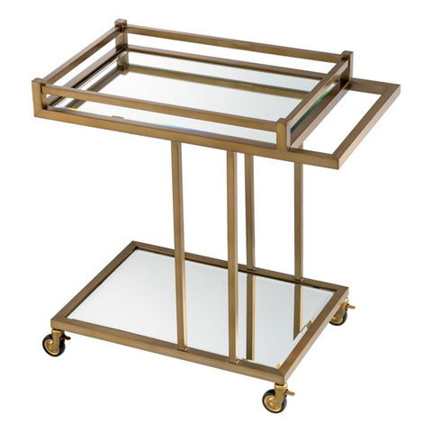 Beverly Hills Art Deco Bar Cart with Glass Finish