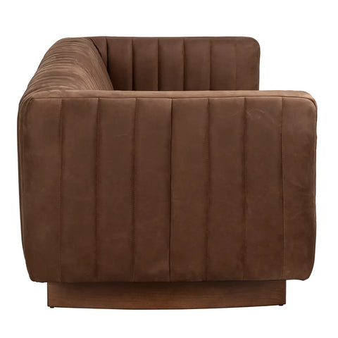Khann Modern Solid Leather Upholstered Sofa