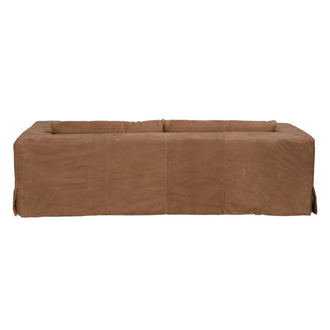 Plato Contemporary Leather Standard Sofa with Square Armrests