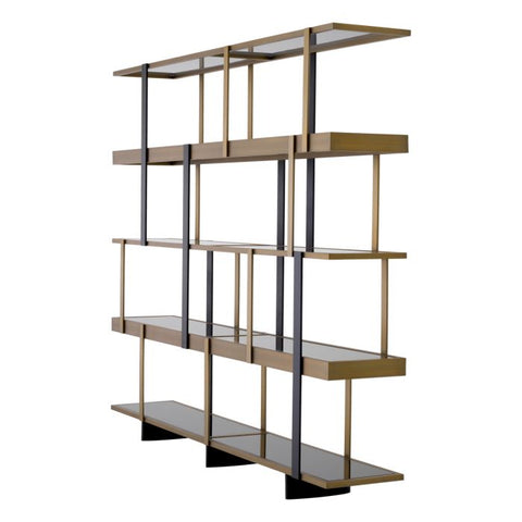 Mercure Etagere Bookshelf with Brushed Gold Finish
