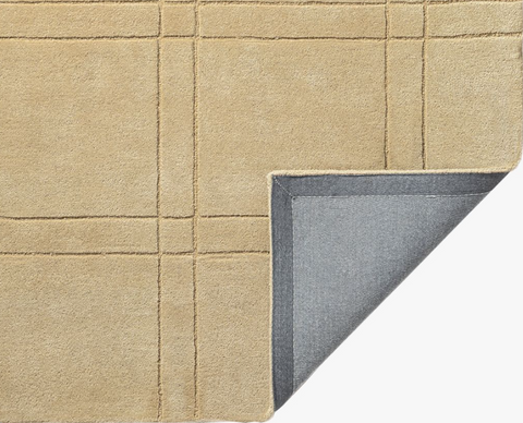 Timeless Minimalist Carved Grid Area Rug in Beige - 8' x 10'