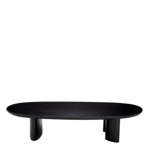Timeless Minimalist Curved Wood Coffee Table with Block Frame