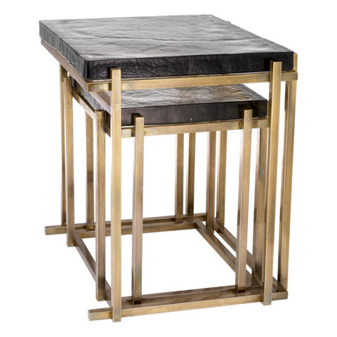 Eichholtz Space Saving Vintage Square Glass Nesting Table Set