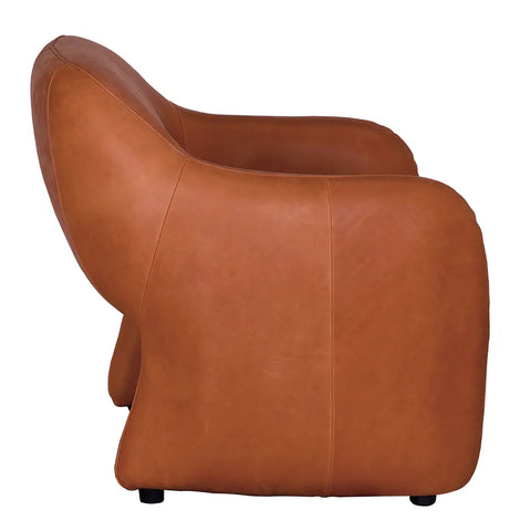 Timeless Minimalist Modern Barrel Leather Armchair