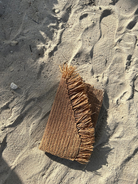 Beach Fringe Solid Clutch with Magnetic Closure