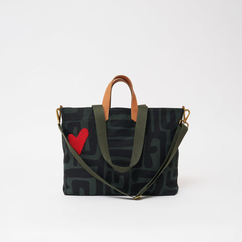 Travel Abstract Beaded Heart Graphic Tote