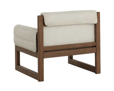 Timeless Minimalist Modern Oak Upholstered Chair & a Half